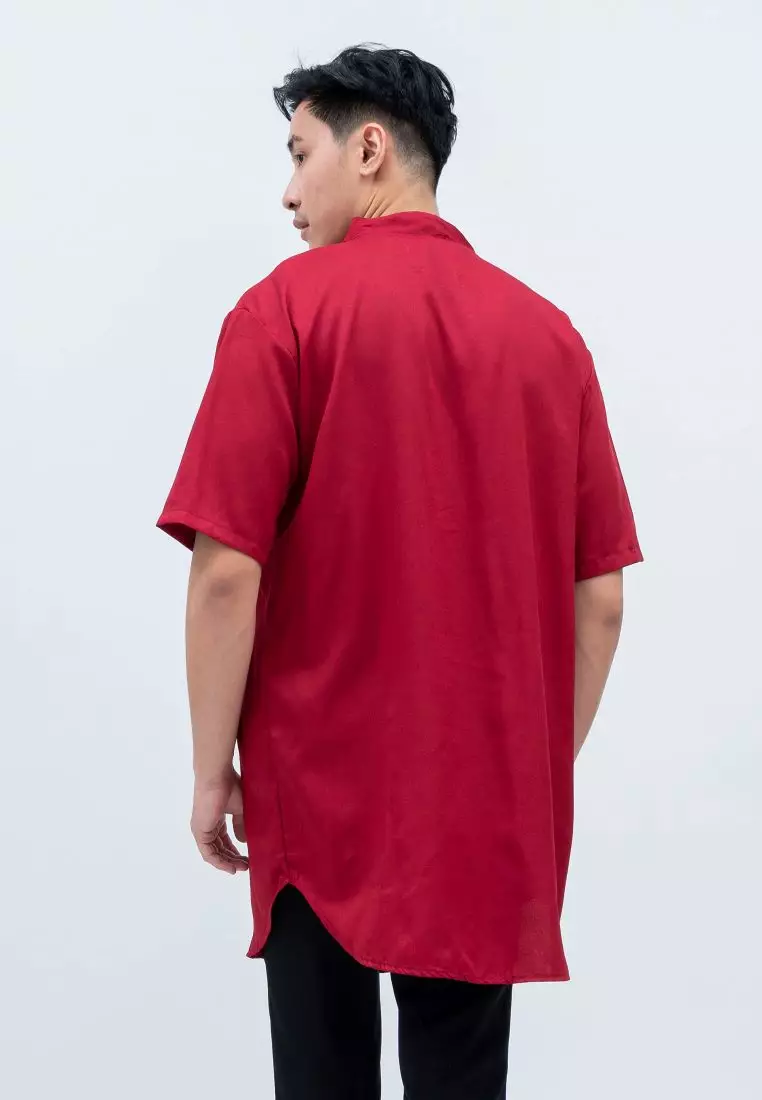 Baju Koko Kurta Pakistan Lengan Pendek Muslim Gamis Pria Houseofcuff F - MAROON