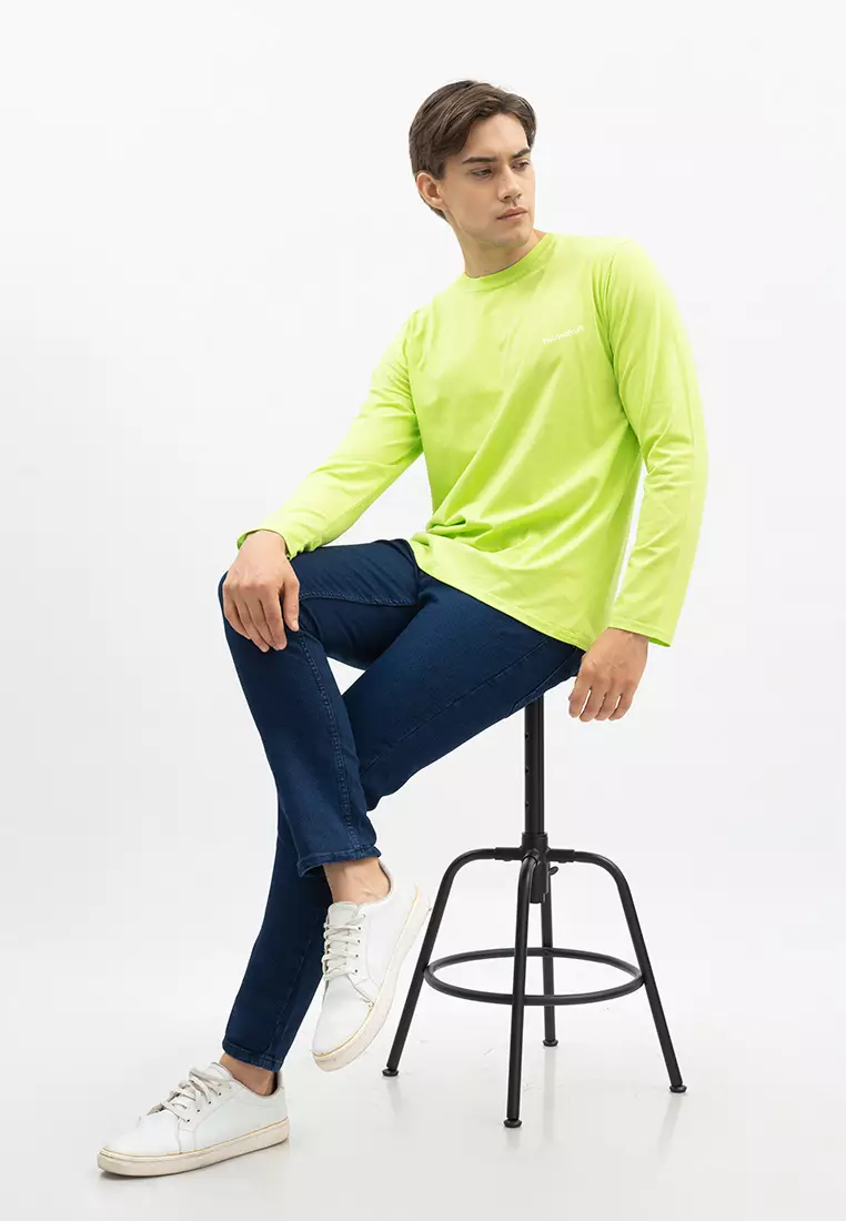 Houseofcuff Kaos Cotton Combed Lengan Panjang Pria Hijau Stabilo