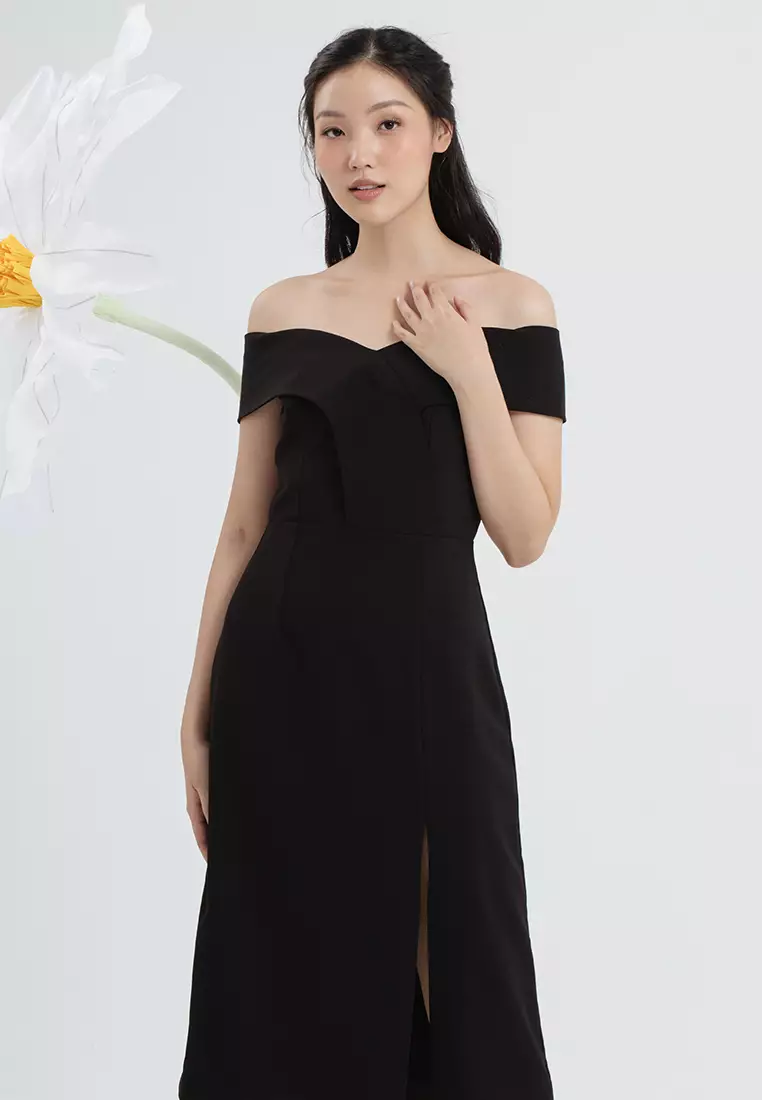 Lora Off Shoulder Dress in Black