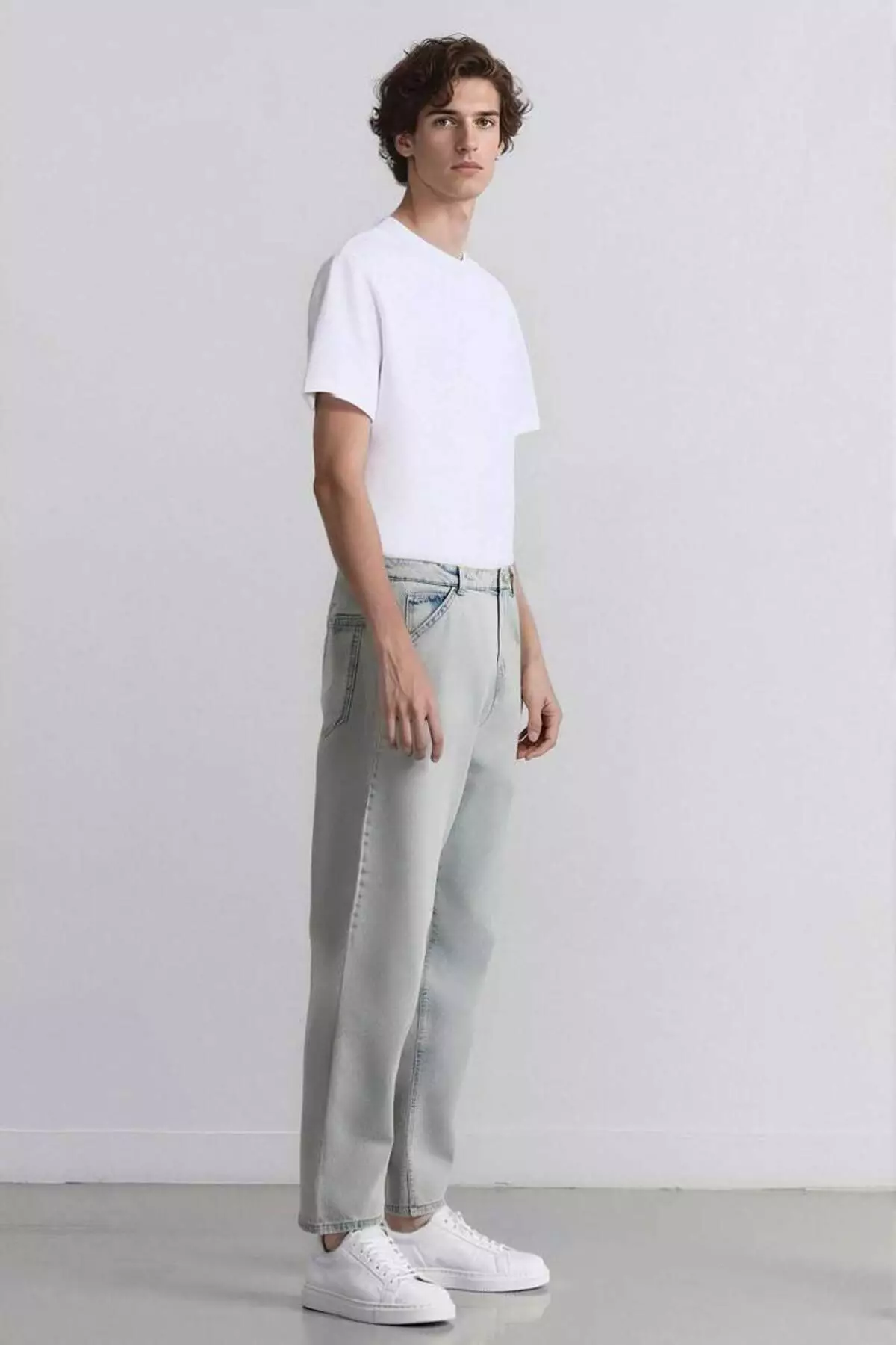 100% Cotton Baggy Fit Wide Fit Regular Waist Wide Leg Washed Jean Pants D7278Ax25Sp