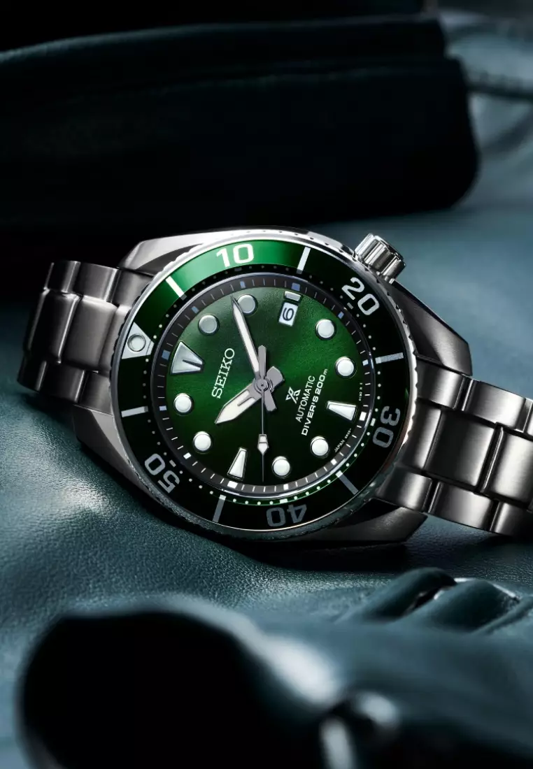 Seiko Prospex 'Sumo' Green Dial Stainless Steel Band Diver's 200m Automatic Watch SPB103J1