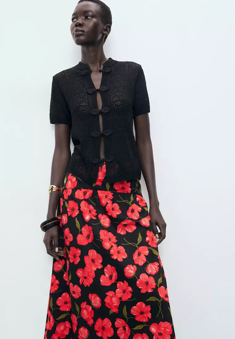 Floral-Print Flared Skirt