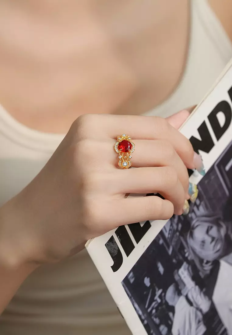Cincin Wanita Perhiasan Mewah Elegan Berlian Zircon 5A Free Size Cincin Tunangan Cewek Rings