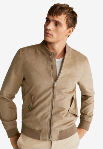 Jual Mango Man Faux Suede Bomber Jacket Original Zalora Indonesia