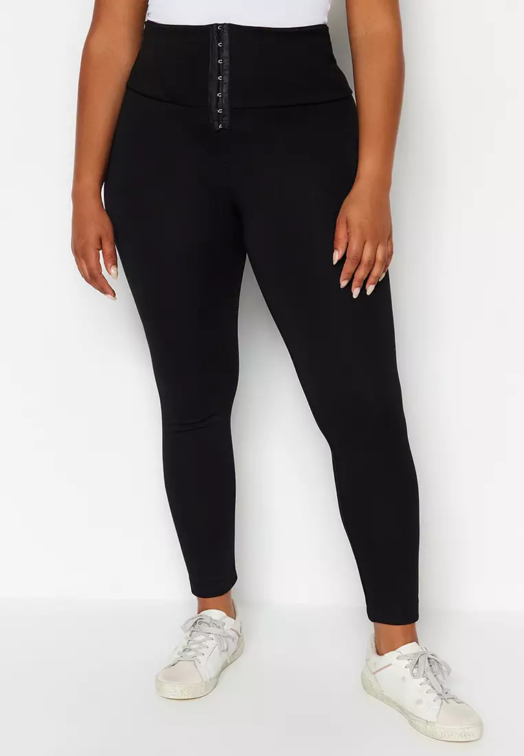 Corset-Look Interlock Knitted Leggings.