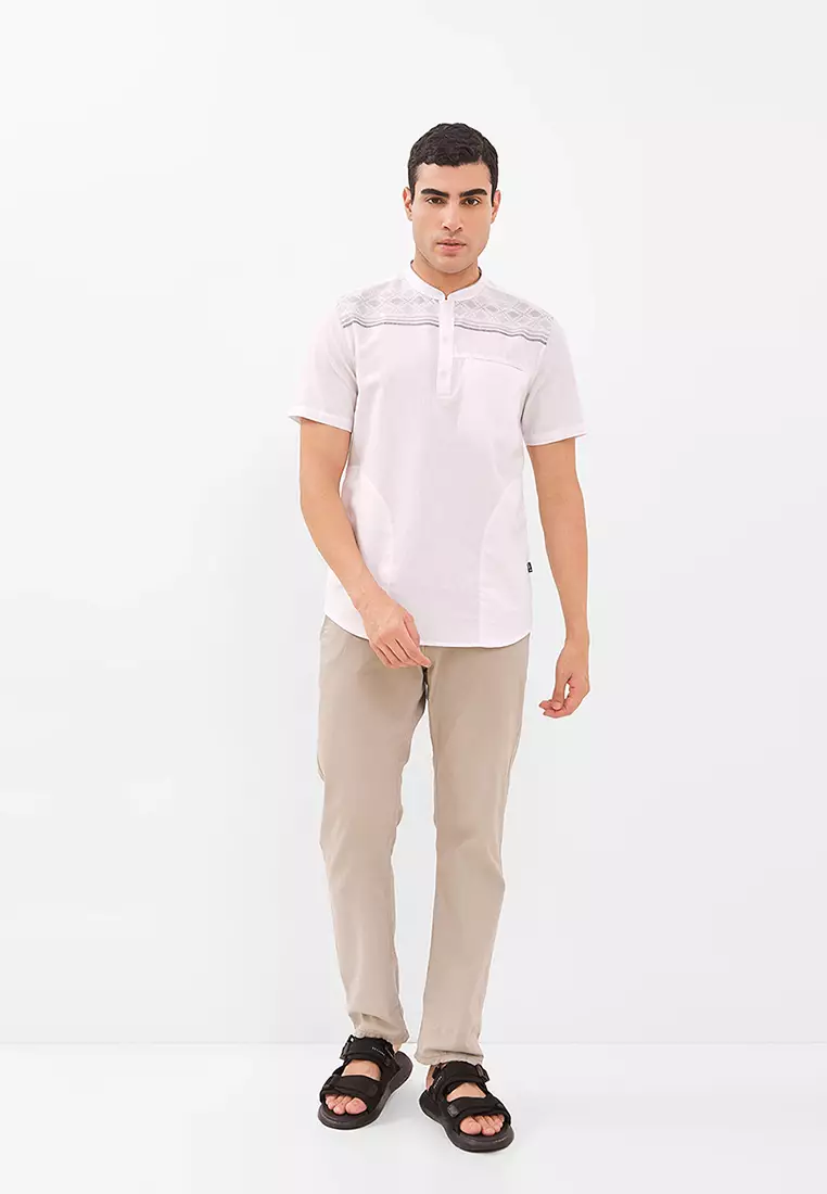 Kemeja Koko Pria Lengan Pendek URFAN WHITE Baju Muslim Pria