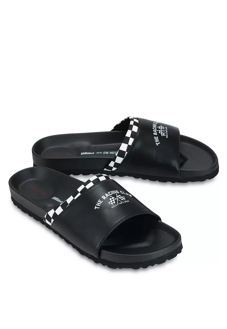 Discount on Milliot  shoes - SKU: Dw Motorsport X  The Checkered Flags Open Toe Sandals