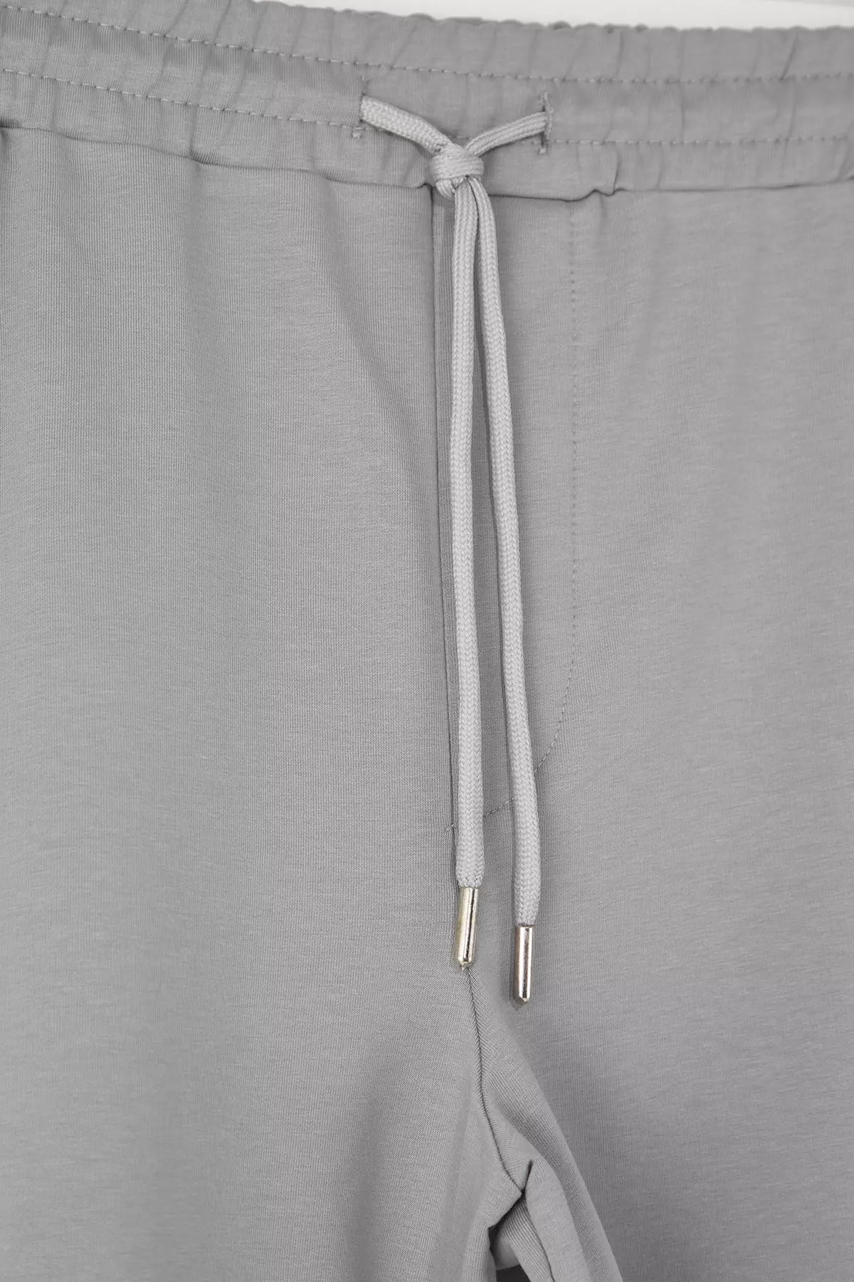 Large Size Gray Oversize/Wide Cut Hidden Cord Elastic Waist Cargo Pocket Labeled Shorts TMNSS25AP00005