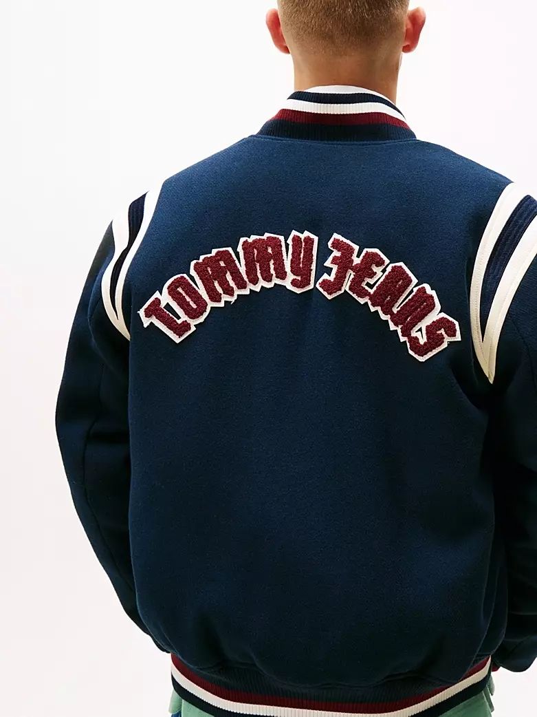 Tommy Jeans - Varsity Logo Appliqué Bomber Jacket With Wool