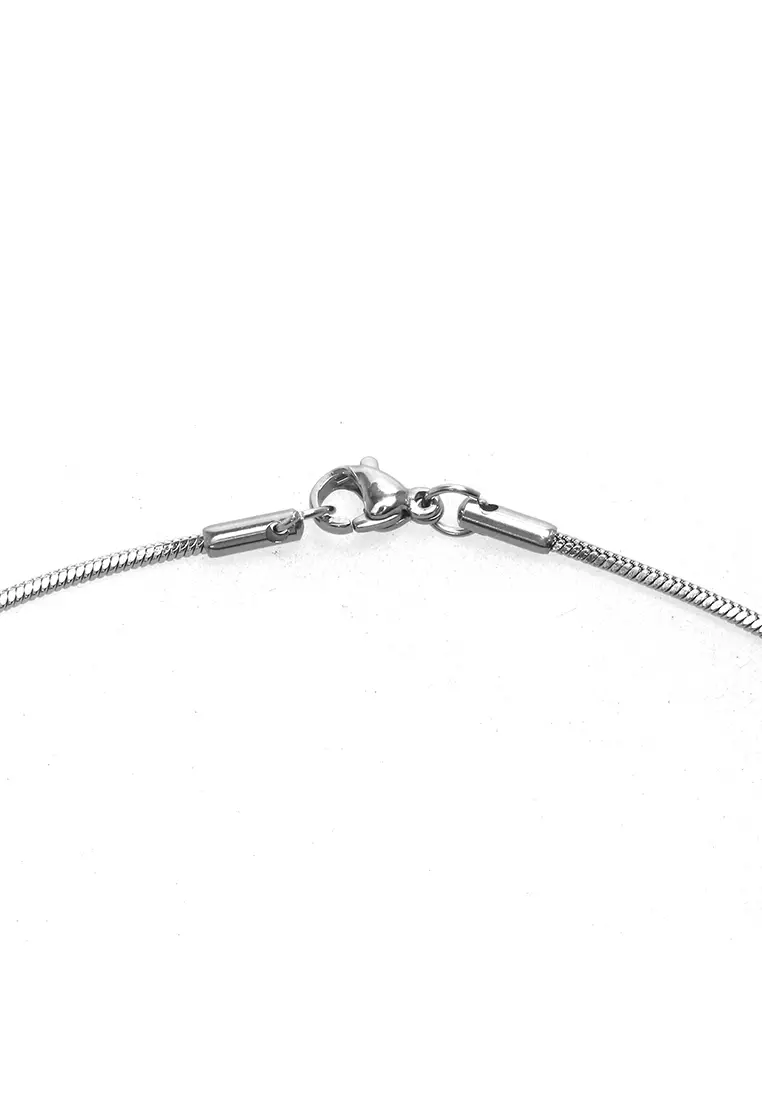 Ainsley Aksesoris Fashion Kalung Pria Wanita Necklace Desain Rantai Ular Minyak Material Titanium ORIGINAL - Silver