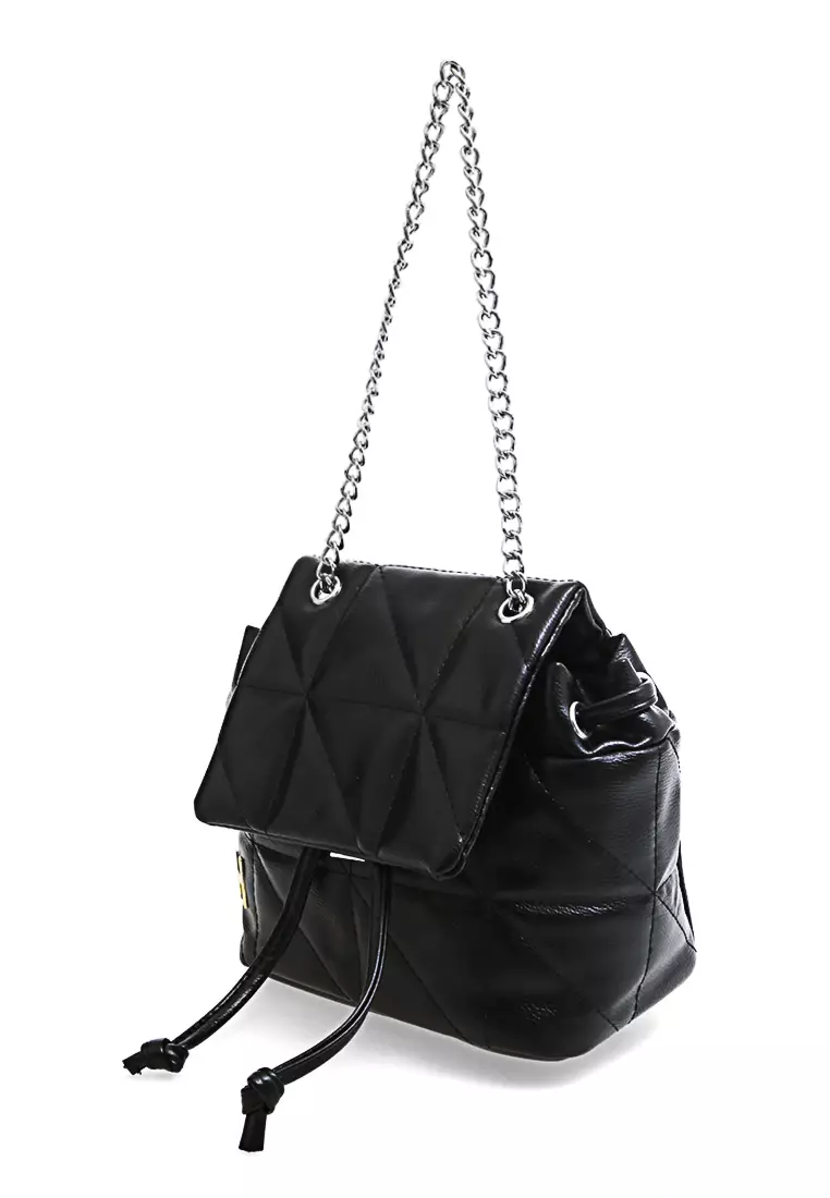 Cellyn Tas Ransel Mini Wanita Strap Kombinasi Rantai Material Leather ORIGINAL - Black