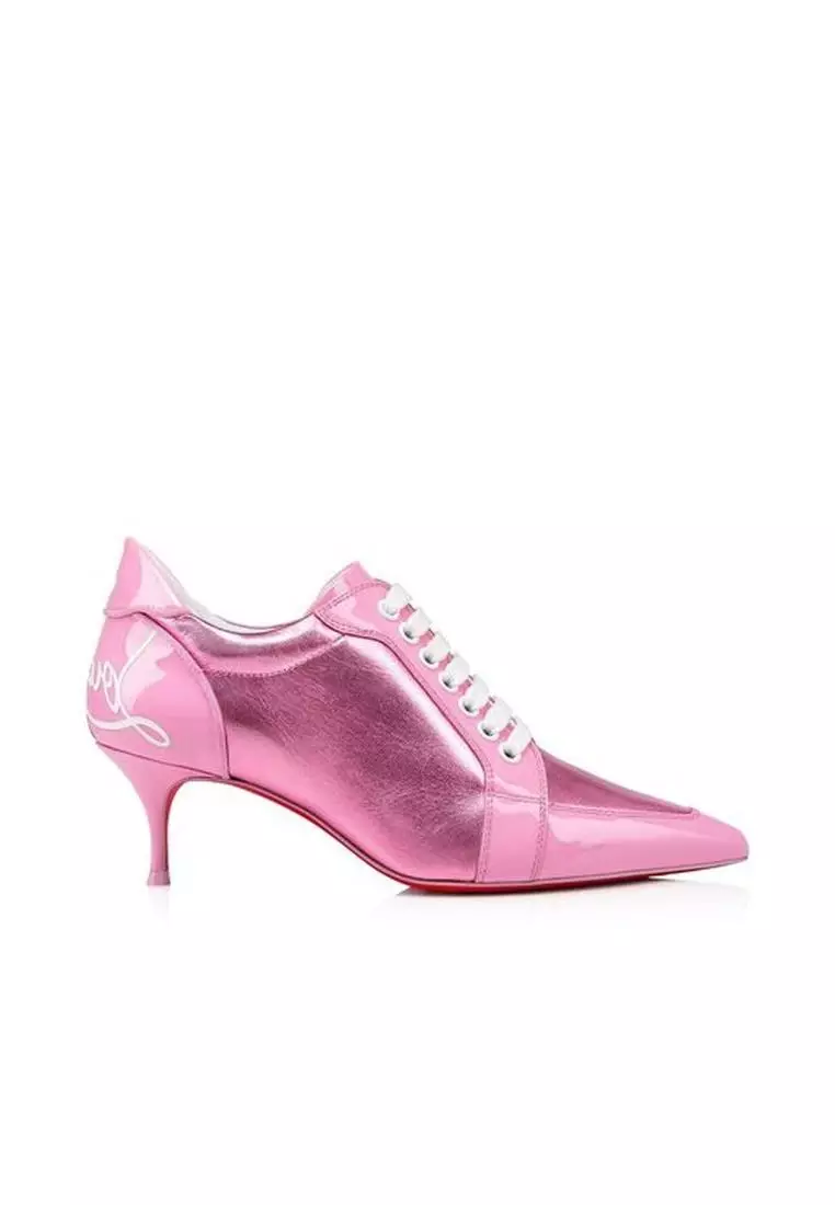 Buy Christian Louboutin Patent Leather Pointed Toe Lace-Up Heels