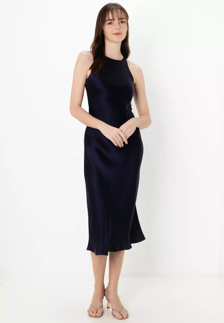 Sleeveless Satin Midi Dress