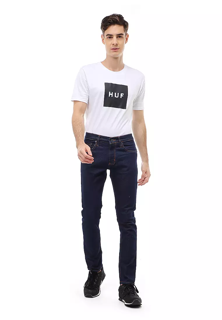 Locko Long Pants Skinny Jeans Pria Desain Polos Material Denim ORIGINAL - Navy