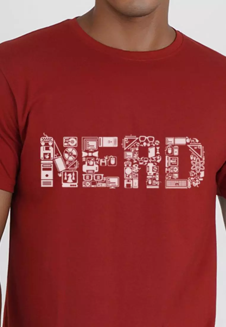 NERD 栗色棉质短袖常规版型 T 恤