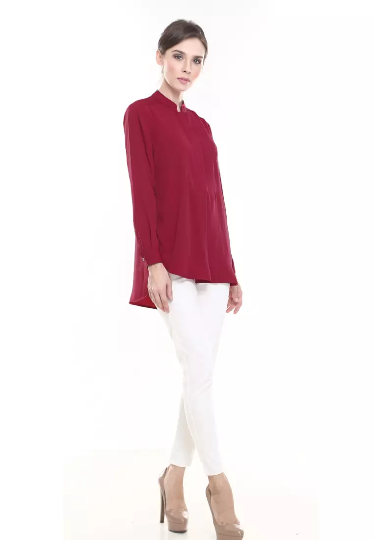 Eva Suit Office Wear Top in Maroon