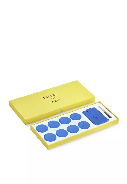 Delsey Paris Wheel Cover + Luggage Tag Set Blue