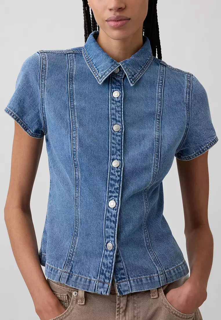 Short Sleeves Denim Shirt