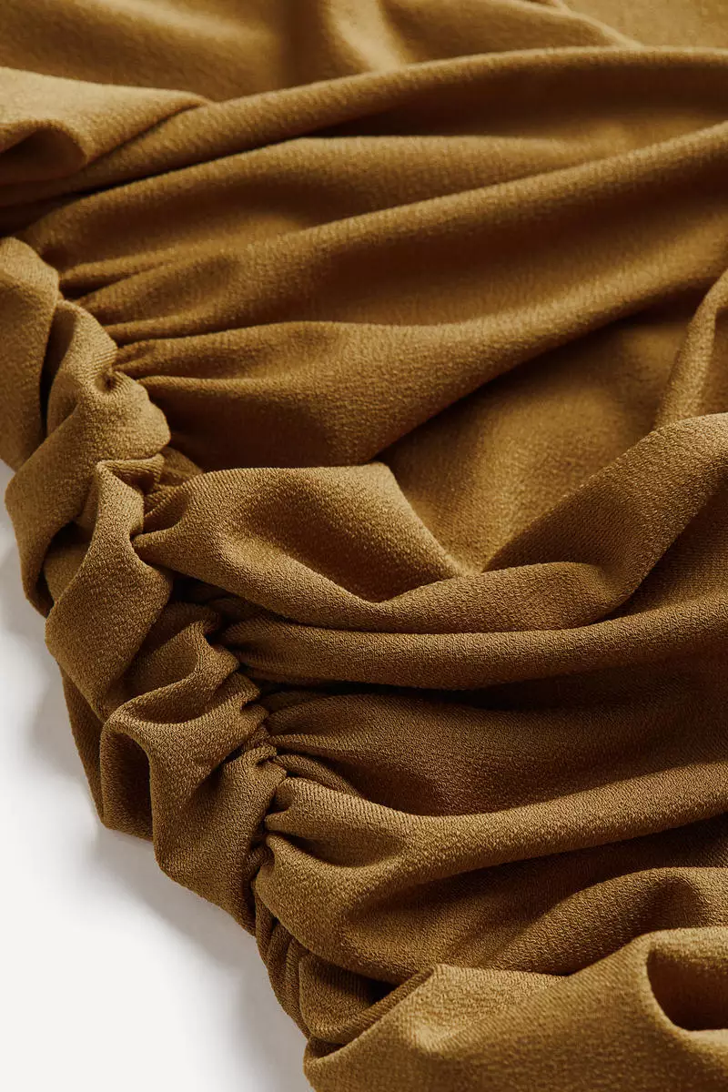 Gathered turtleneck dress