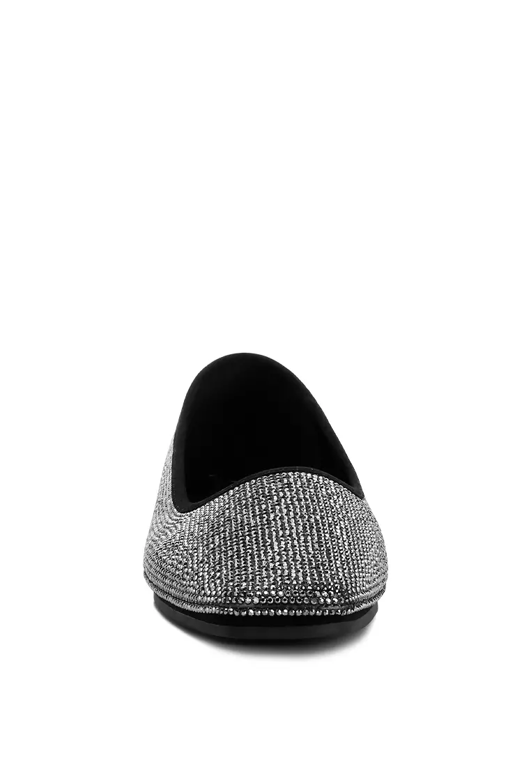 Black Shimmering Rhinestone Ballerinas
