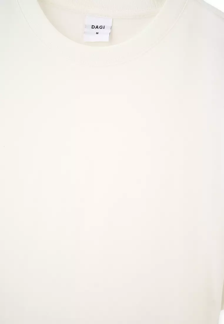 White T-Shirt, Crew Neck, Regular, Short Sleeve Loungewear for Men