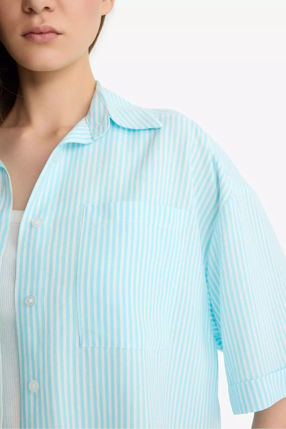 Coool Oversize Wide Fit Linen Blended Short Sleeve Shirt F2763Ax25Sm