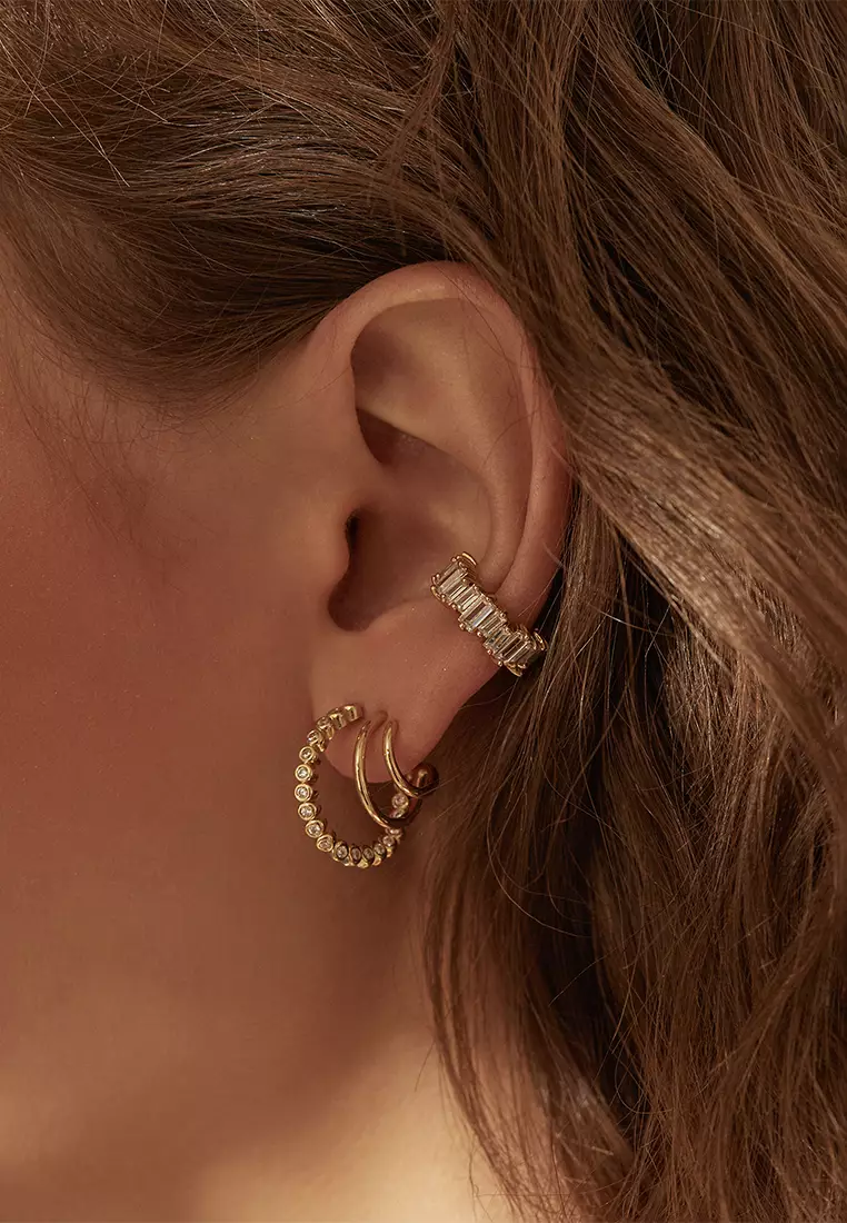 Buy Wanderlust Co Triple Pave Gold 13mm Hoop Earrings 2024