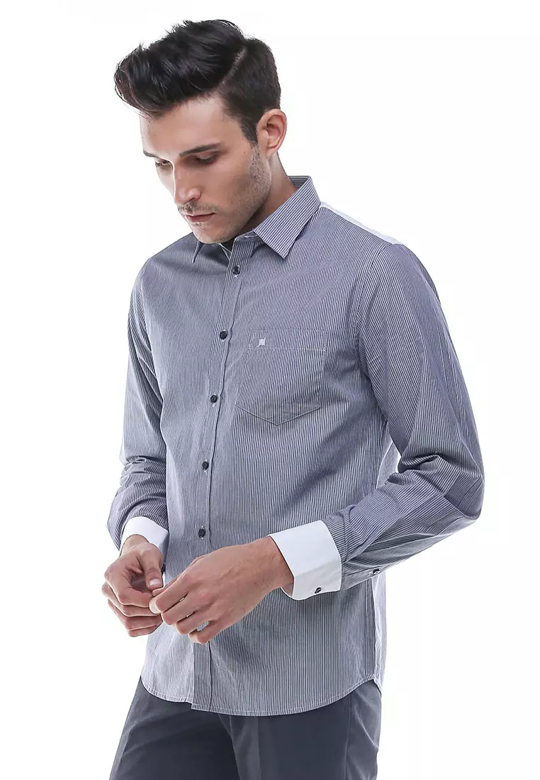 Johnwin - Kemeja Formal - Kemeja Pria - Kemeja Lengan Panjang - Abu - FSH.650.W371.549.C-L/S