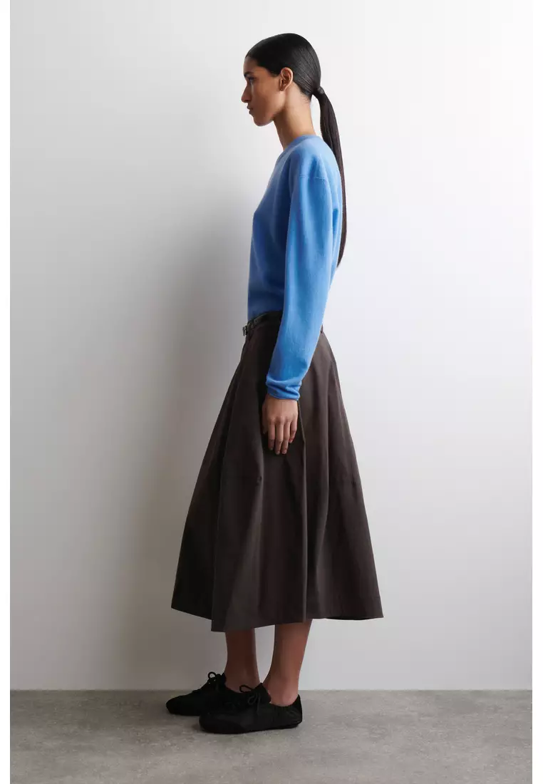 VOLUMINOUS COTTON MIDI SKIRT