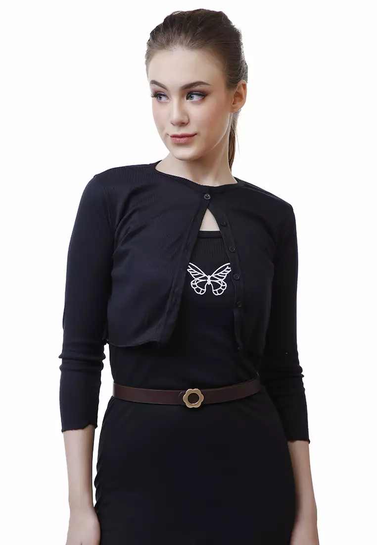 Imani Ikat Pinggang Aksesoris Fashion Wanita Flower Ring Belt Material Leather ORIGINAL - Dark Brown