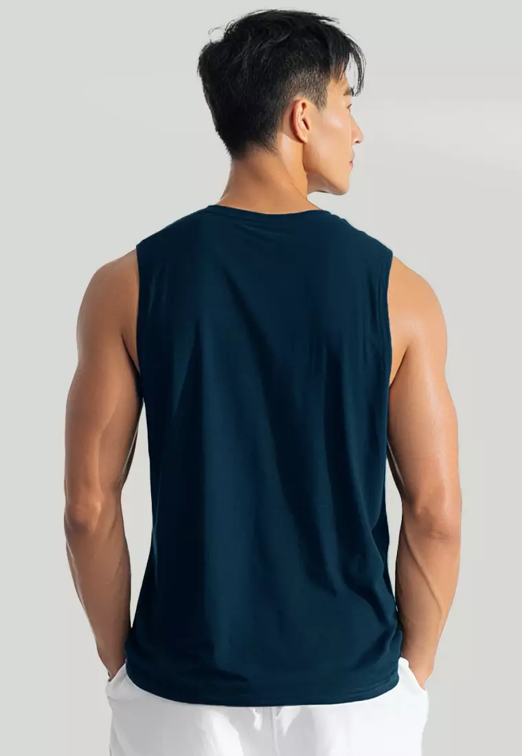 MTU80 Kaos Lekbong Singlet Pria "born to be wild" navy