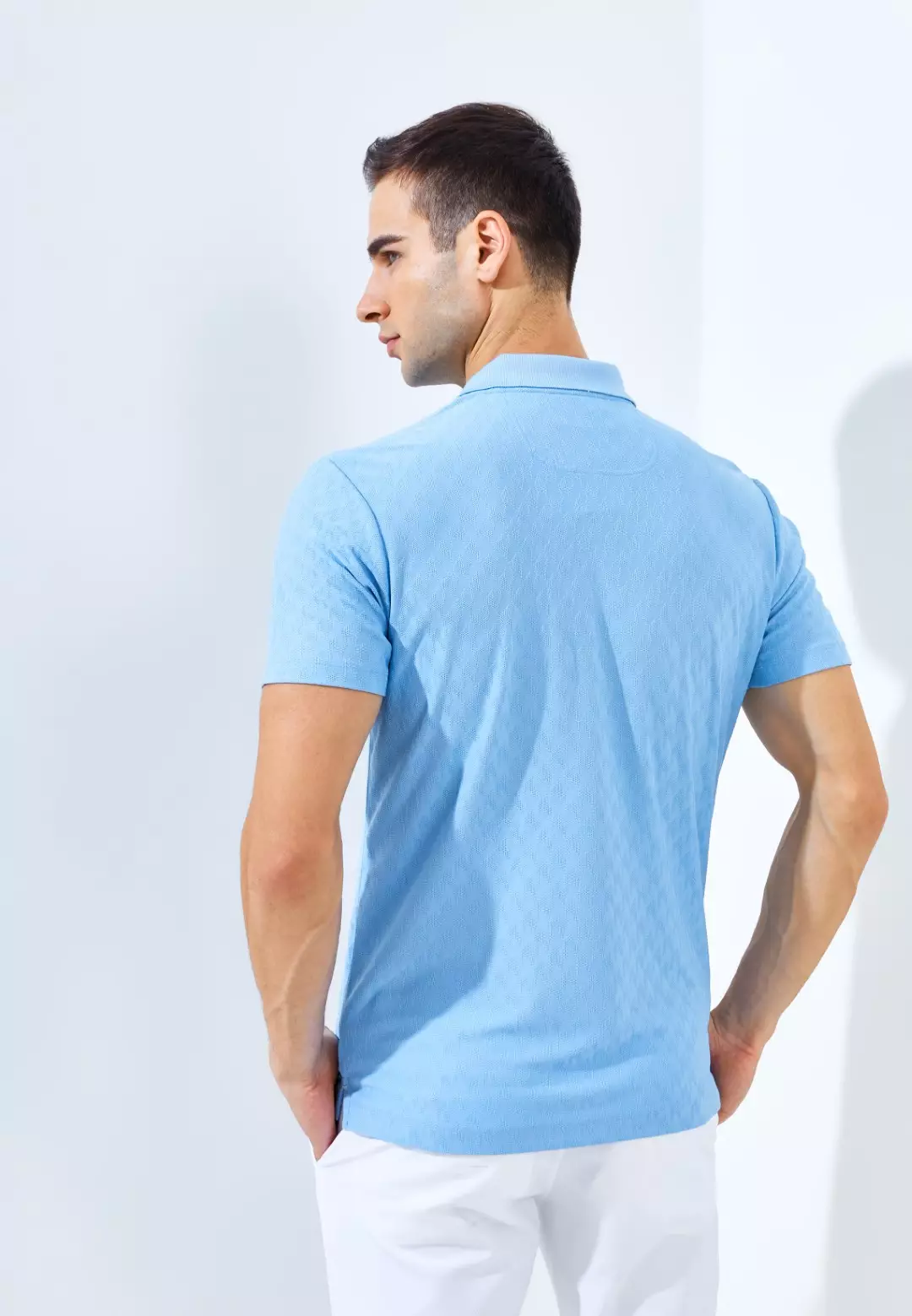 Jack Nicklaus Odyssey Polo Shirt Pria Slim Fit Light Blue