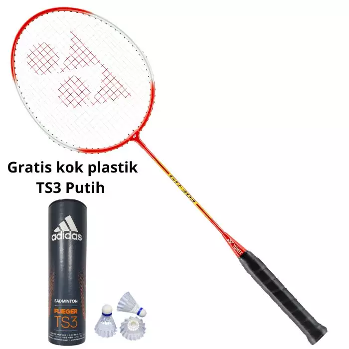 Paket Lengkap Pemula Raket Badminton Yonex GR303 Merah dan Shuttlecock Adidas TS3 Nylon Isi 6