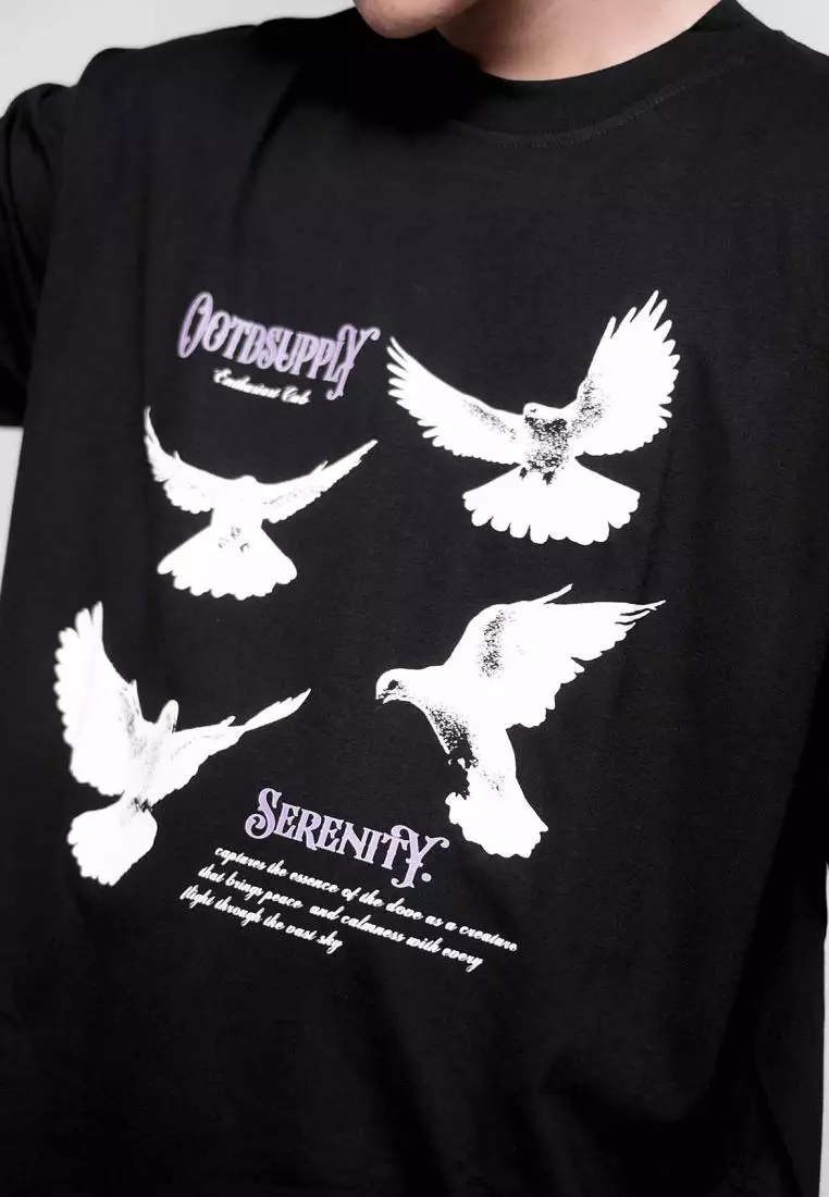OOTDSUPPLY Oversized Tshirt Serenity Black & White l Kaos Oversize Pria dan Wanita OVZ209