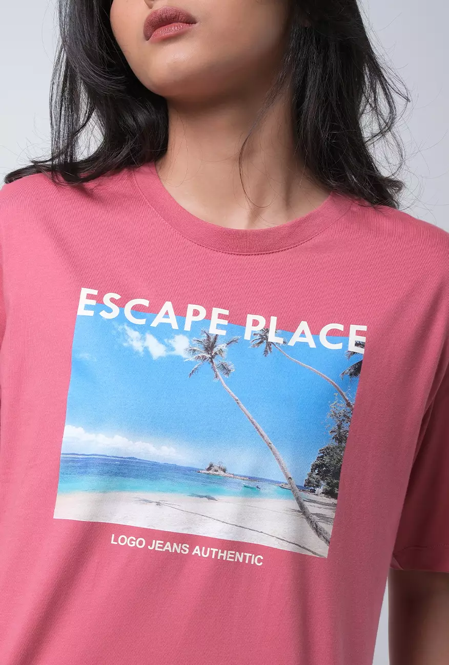 Kaos Wanita Boxy Nehla Pink