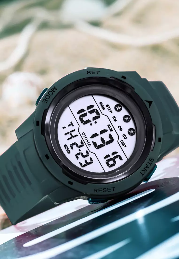 Jam Tangan Pria Digital Olahraga Mode Tali Silikon Alarm Jam Tangan Cowok blue