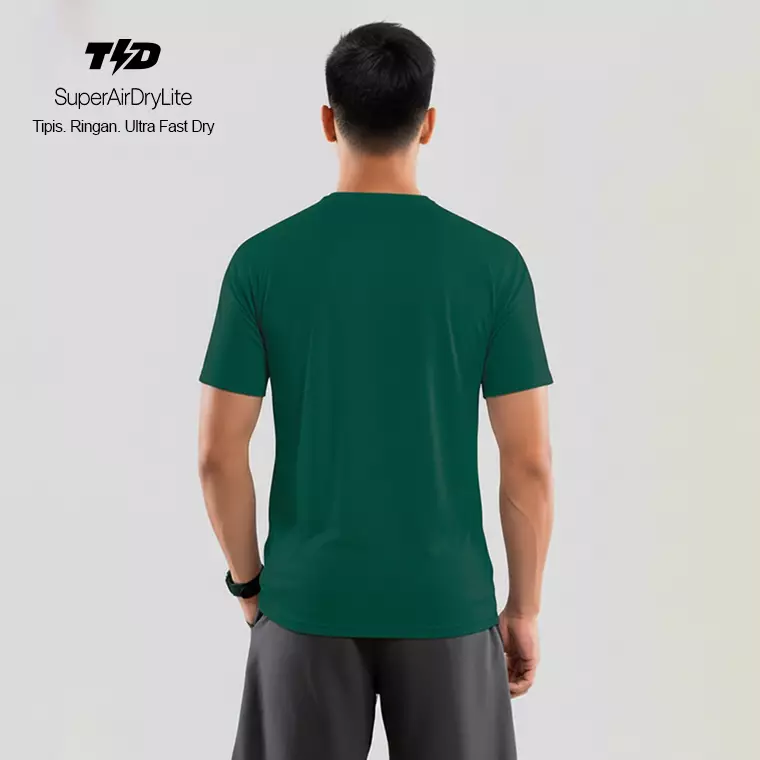 TDACTIVE Kaos Lari Pria Lengan Pendek drifit tipis ringan stretchy - boston green putih MSB19