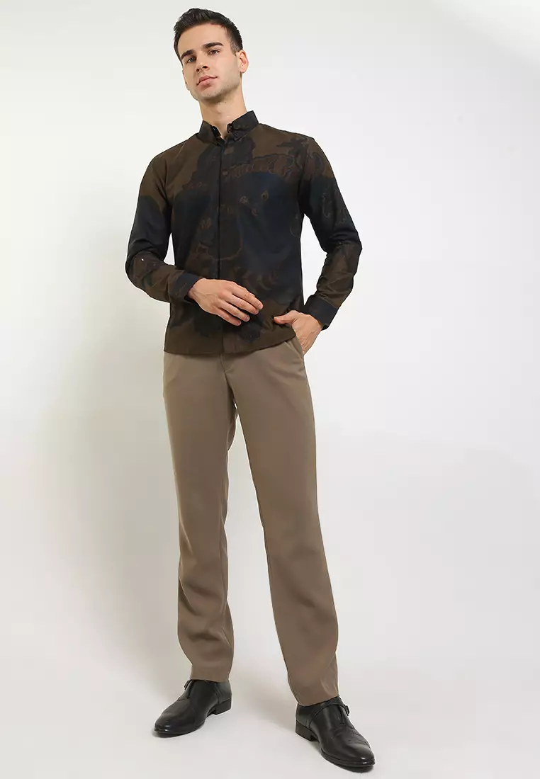 BATIK TALENTA EXCLUSIVE Lengan panjang slimfit HIJAU KOMB 02