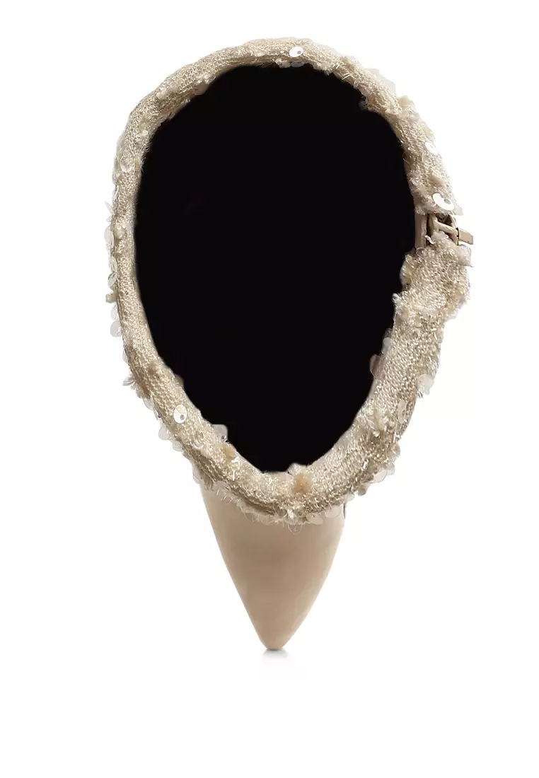 米色亮片折疊小牛皮靴