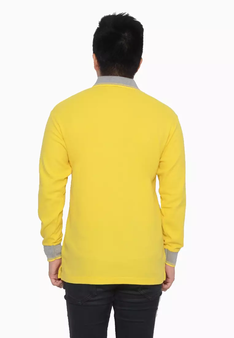Andre Michel Kaos Polo Shirt Lengan Panjang Kerah Abu Kuning 933-50