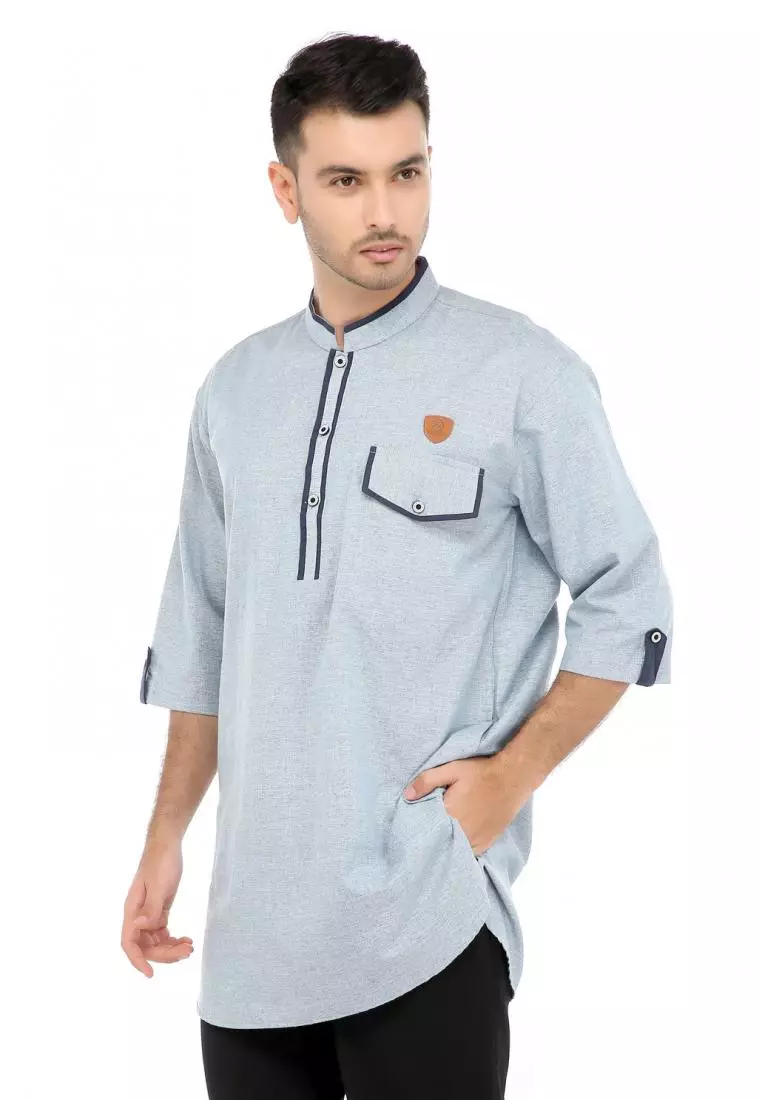 Baju Koko Gamis Muslim Pria Arfan - Biru