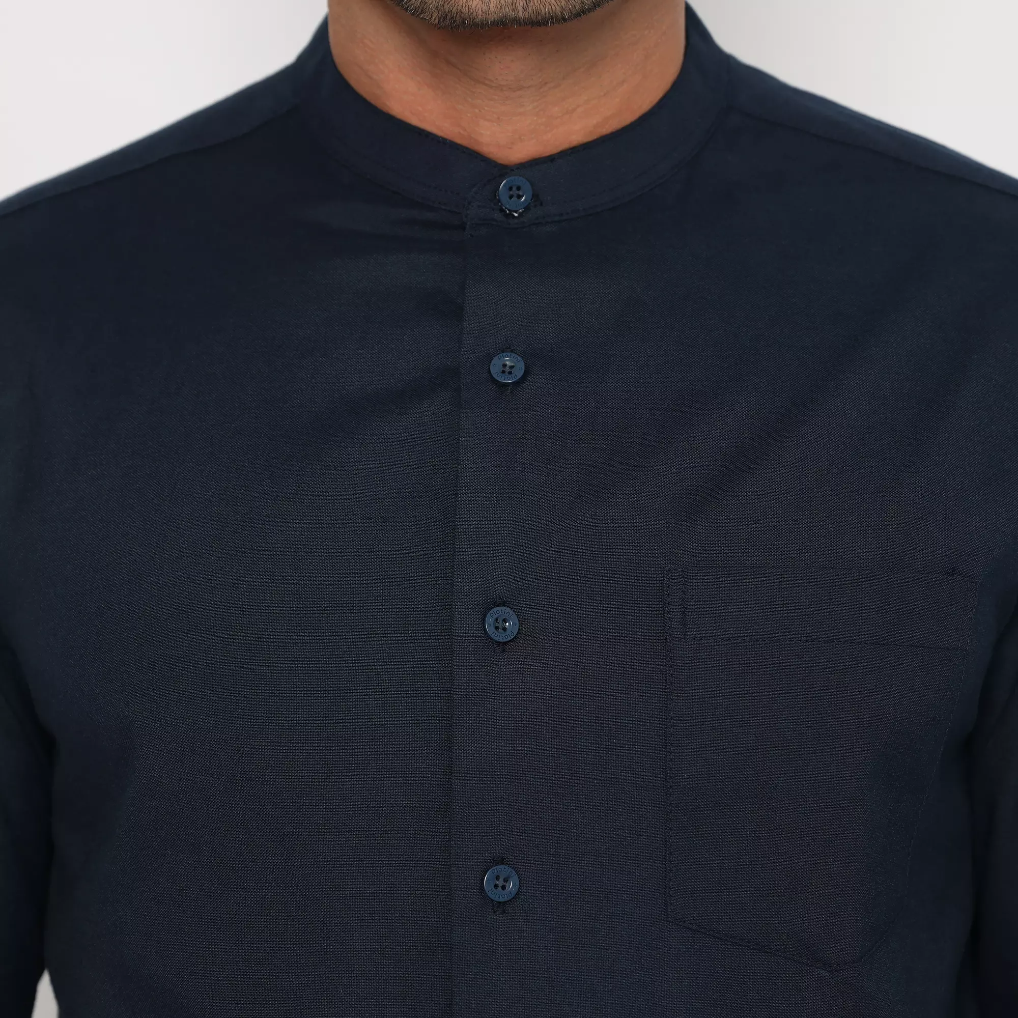 Platini Kemeja Pria Koko Shanghai Lengan Panjang Katun Oxford Navy 22030