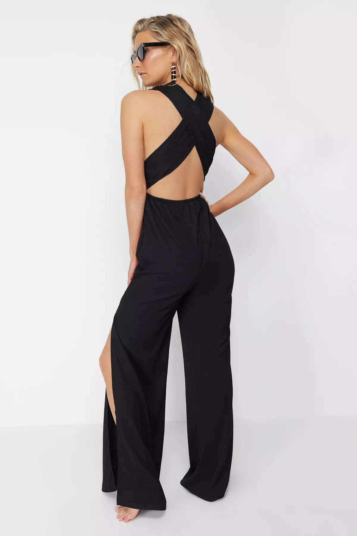 Long Jumpsuit with Tie Detail