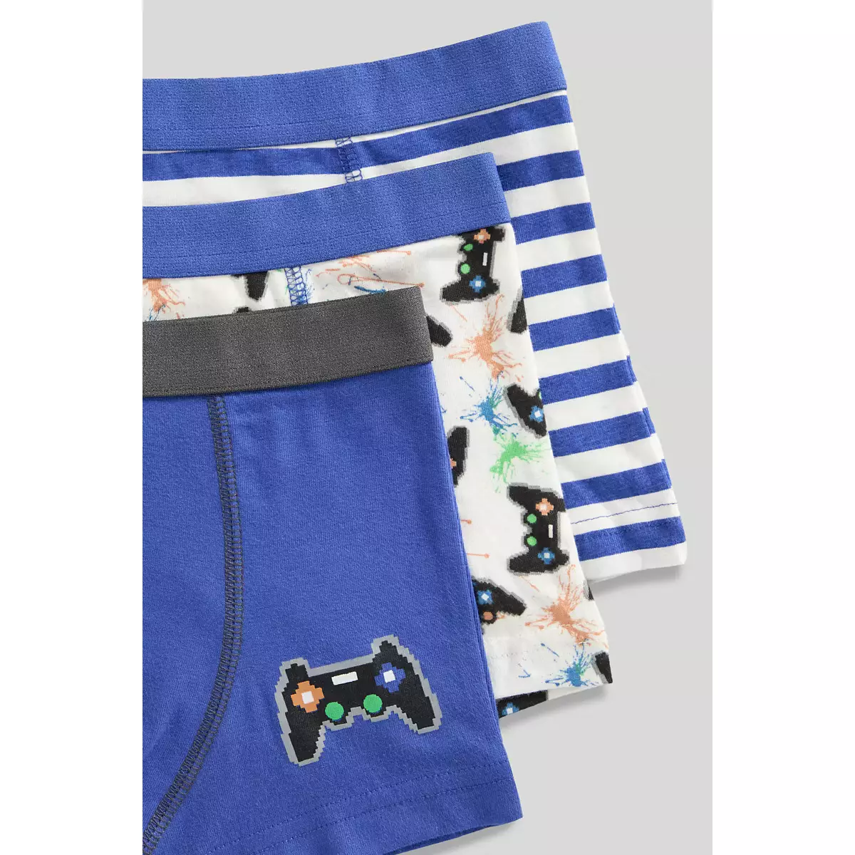 Mothercare Gaming Trunk Briefs - 3 Pack - Pakaian Dalam Anak Laki-laki (Biru)