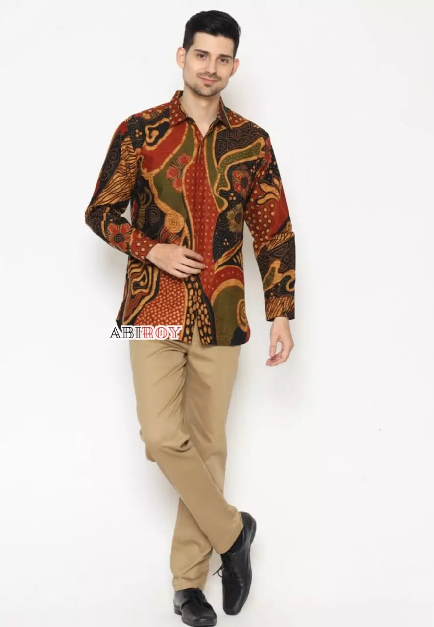 Kemeja Batik Lasm Pria Premium Slimfit Elegant Modern Lengan Panjang Airlangga