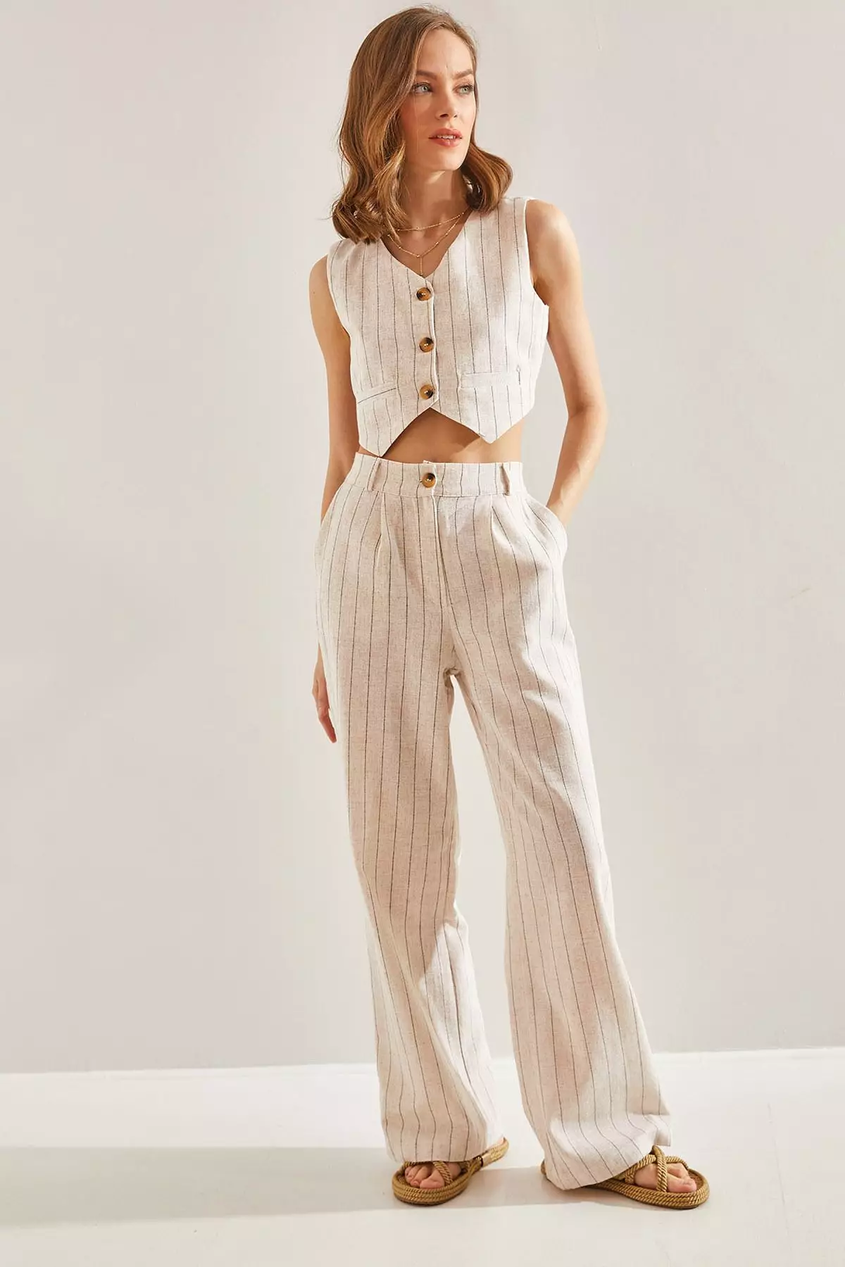 Buy Bianco Lucci Women's Striped Vest Bottom Top Set 2025 Online