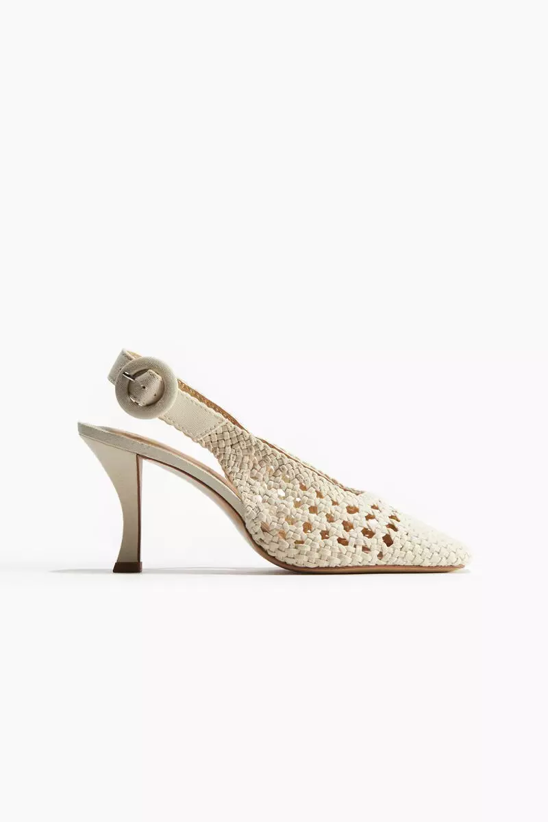 Braided canvas slingbacks