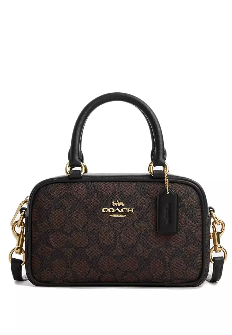 COACH✨Bag Signature F15250 ハンドバッグ Buy COACH Satchel Crossbody Bag In Signature Canvas - Walnut/Black
