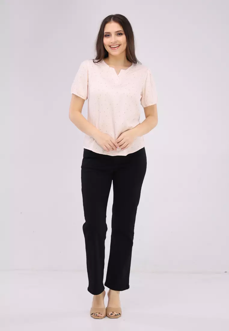 Woven Printed Boldtwill Short Sleeves Blouse