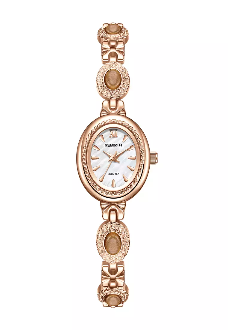 Jam Tangan Wanita Original Korea Style Kuasar Anti Air Tali Stainless Steel Jam Tangan Cewek B016 Rose white